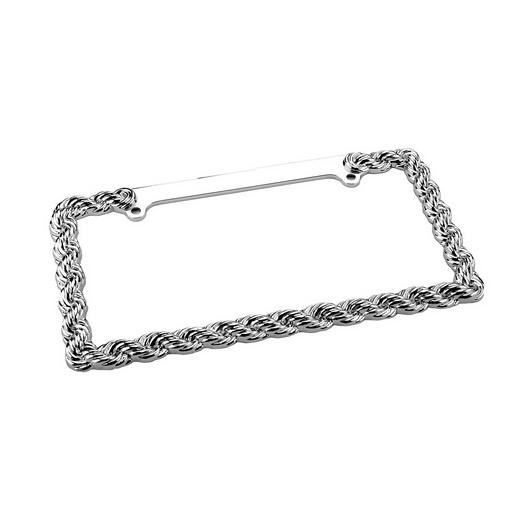 Pilot 2 Hole Mount Chrome Braided Chain License Plate Frame